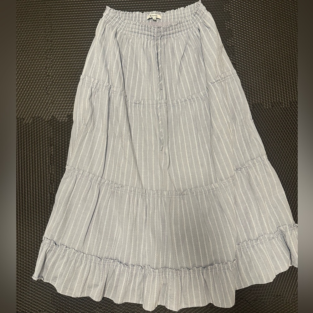 Madewell Light Gray Striped Midi Skirt
